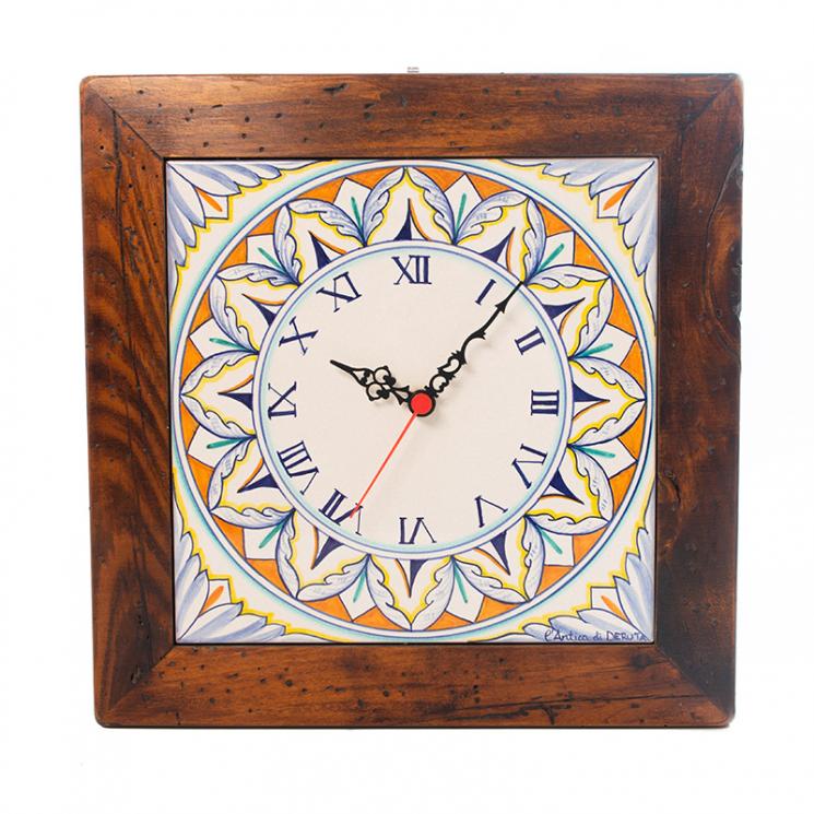 Керамічний годинник з ручним розписом у дерев'яній оправі L´Antica Deruta - фото