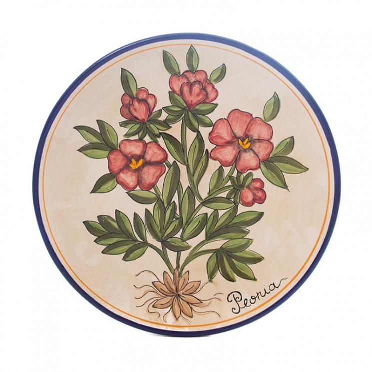 Тарілка Peonia з колекції стильної кераміки з рослинним малюнком "Ботаніка" L´Antica Deruta - фото