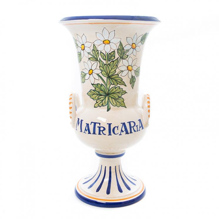 Керамічна ваза на ніжці Matricaria із колекції з рослинним малюнком «Ботаніка» L´Antica Deruta - фото