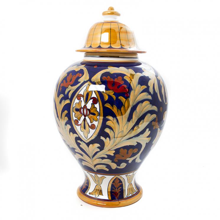 Висока ваза із кришкою з колекції керамічного декору Lustro Antico L´Antica Deruta - фото