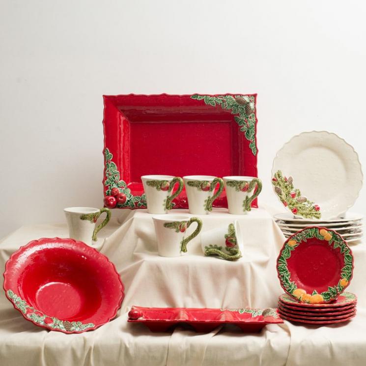 Сервіз столовий червоно-білий "Різдвяна гірлянда" Bordallo - фото