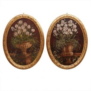 Набір з 2-х картин із зображенням ірисів "Квіти та кубок"