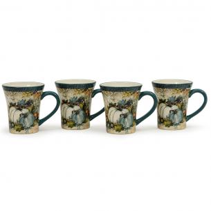 Набір чайних чашок з блакитною облямівкою 4 шт. "Щедрий урожай"