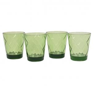 Набір із 4-х акрилових зелених склянок "Алмазні грані"