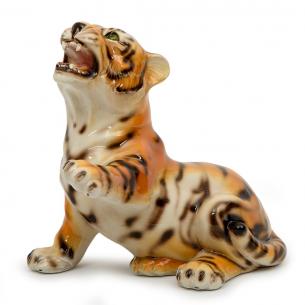 Статуетка грайливого тигра із міцної кераміки