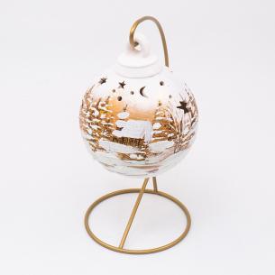 Керамічний декор у бежевих відтінках "Куля новорічна"