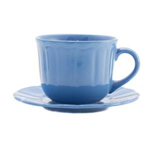 Чашка для чаю із блюдцем синя Ritmo