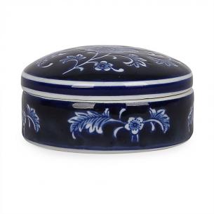 Синя італійська порцелянова скринька з квітковим візерунком