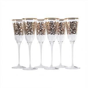 Набір із 6-ти бокалів для шампанського з позолотою Julia Oro Maison