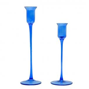 Набір із 2-х скляних свічників синього кольору Amelie