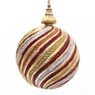 Новорічна іграшка із скла з текстильним декором