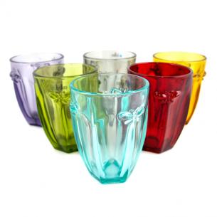 Набір із 6-ти різнокольорових склянок з опуклим декором