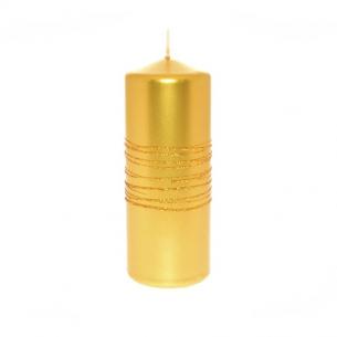 Свічка у формі циліндра золотистого кольору Glitter
