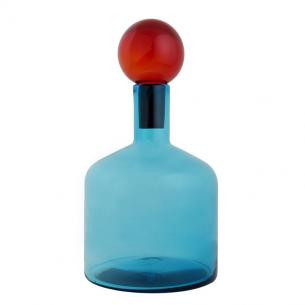 Синя ваза у формі пляшки з пробкою-колбою
