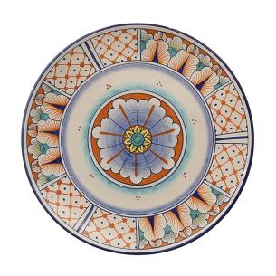 Настінна декоративна тарілка з різнокольоровим орнаментом