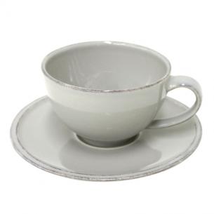 Чашки із блюдцем сірі для чаю, набір 6 шт. Friso