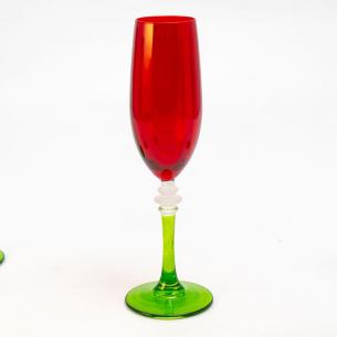 Набір червоно-зелених келихів для шампанського, 6 шт.