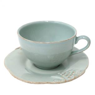 Бірюзові чайні чашки зі блюдцями Mediterranea, 6 шт.