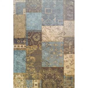 Килим коричнево-блакитний із візерунками Modern Kilim SL Carpet