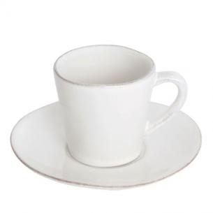 Білі чашки із блюдцем для кави, набір 6 шт. Nova