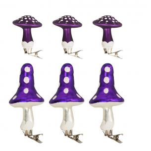 Набір ялинкових іграшок у вигляді фіолетових грибочків, 8 шт.