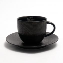 Набір чайних чашок із блюдцями Vesuvio чорного кольору, 6 шт.