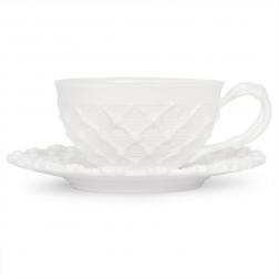 Чашка чайна з блюдцем із плетінням Trame in bianco