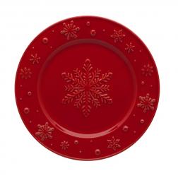 Тарілка десертна червона з опуклим малюнком "Сніжинки"