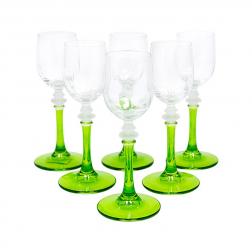 Набір із 6-ти бокалів для міцних напоїв на зелених ніжках