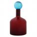Червона ваза із товстого скла у вигляді пляшки з кришкою