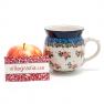 Кухоль з квітковим візерунком і блакитною облямівкою "Чайна троянда" Кераміка Артистична  - фото