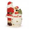 Барвиста новорічна скринька з кераміки у вигляді Діда Мороза з мішком подарунків Lamart Lamart  - фото