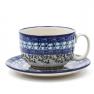 Синя чайна чашка із блюдцем "Виноградна лоза" Кераміка Артистична  - фото