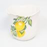 Квіткове кашпо з білої кераміки з яскравим малюнком "Сонячний лимон" Villa Grazia  - фото