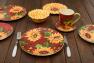 Набір з 4-х блюдець із малюнками соняшників "Соняшники на заході сонця"   - фото