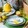 Набір із 4-х блакитних обідніх тарілок з рослинним вінком "Стиглий лимон" Certified International  - фото