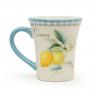 Набір із 4-х великих чайних чашок із кераміки з блакитними ручками "Стиглий лимон" Certified International  - фото