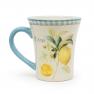 Набір із 4-х великих чайних чашок із кераміки з блакитними ручками "Стиглий лимон" Certified International  - фото
