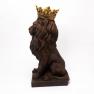 Коричнева статуетка "Лев" із золотою короною Exner  - фото