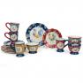 Набір із 4-х різнокольорових обідніх тарілок із кераміки з півнями "Ранок на хуторі" Certified International  - фото
