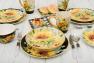 Набір з 4-х тарілок для супу з яскравими квітами та жовтою облямівкою "Букет соняшників" Certified International  - фото
