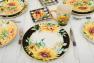 Набір із 4-х тарілок для закусок квадратної форми в клітку віші "Букет соняшників" Certified International  - фото