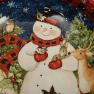 Святковий керамічний салатник з картатою облямівкою "Різдво зі сніговиком" Certified International  - фото
