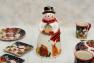 Святковий фігурний бісквітник з кераміки з ручним розписом "Різдво зі сніговиком" Certified International  - фото
