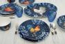 Набір із 4-х керамічних темно-синіх тарілок для салату та десертів "Півень Індіго" Certified International  - фото