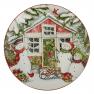 Обідні новорічні тарілки з малюнком сніговиків із подарунками "Різдвяний будиночок" Certified International  - фото