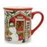 Яскраві новорічні чайні чашки із міцної кераміки "Різдвяний будиночок" набір 4 шт. Certified International  - фото