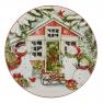 Двоярусна фруктівниця з яскравими зображеннями сніговиків та будинку "Різдвяний будиночок" Certified International  - фото