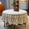 Кругла в'язана скатертина з бавовни ніжно-бежевого відтінку "Ажур" Villa Grazia  - фото