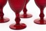 Комплект винних келихів із червоного скла з рельєфним орнаментом Vista Alegre, 4 шт.  - фото